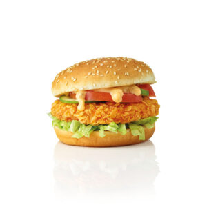 Crispy Chicken Sesame Bread Burger
